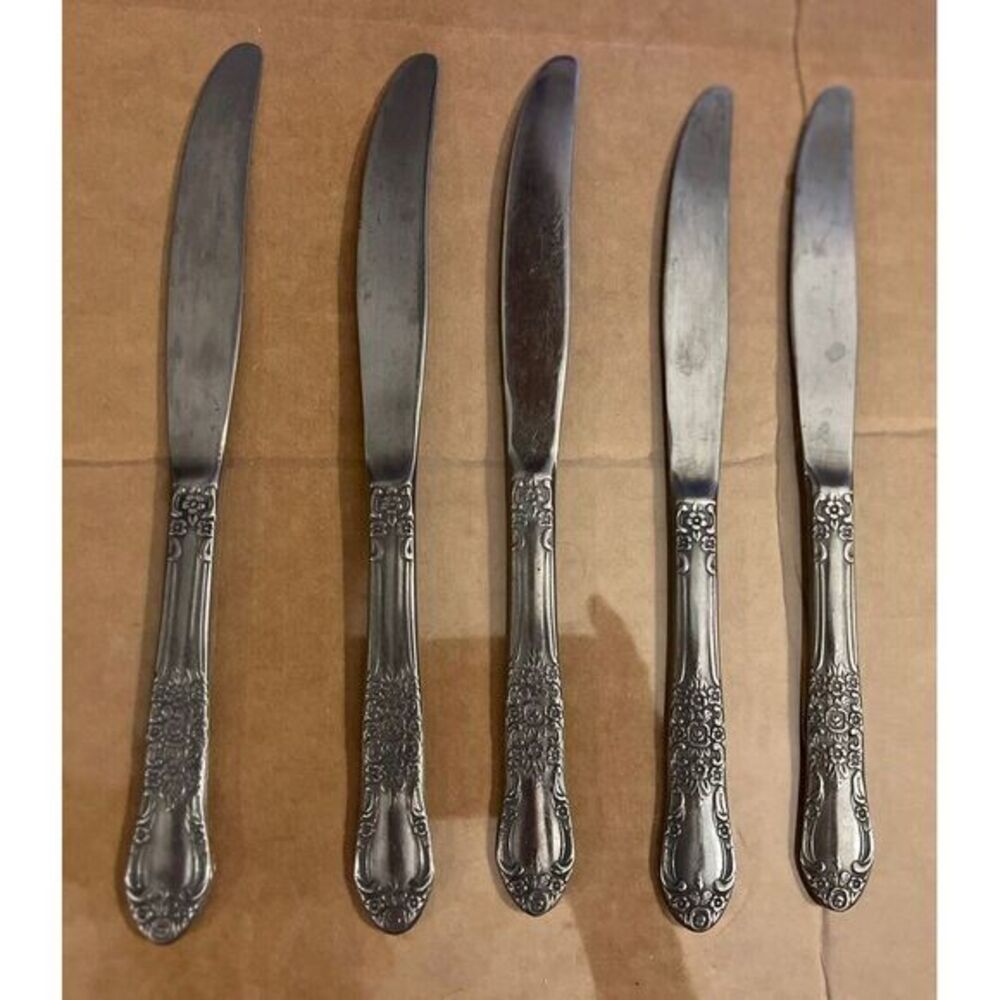 Sango Stainless Flatware SNF4‎ Floral Handle Japan Stamped 5 Butter Knives